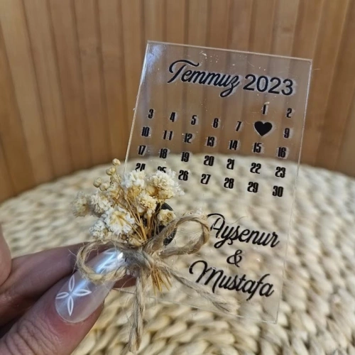 Baskıcı Amca Şeffaf Pleksi Süslemeli Düğün Magneti