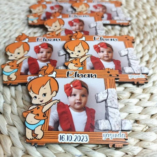 Baskıcı Amca Taş Devri Fotoğraflı Ahşap Magnet