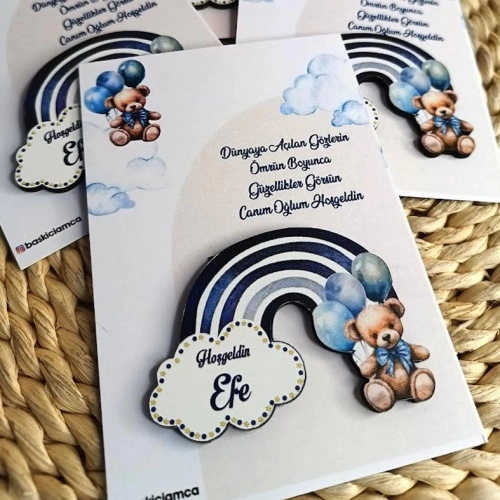 Sevimli Ayıcık  Ahşap Kartlı Magnet