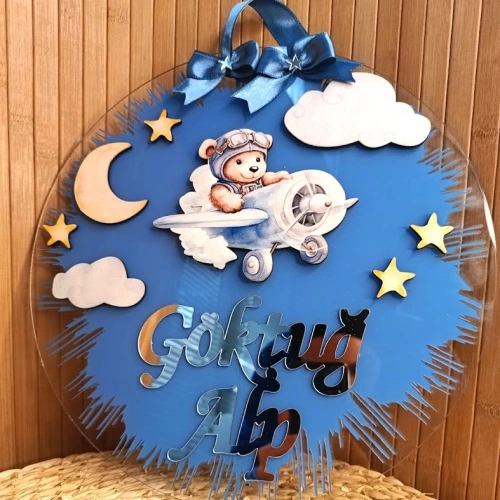 Baskıcı Amca Uçaklı Ayıklı Kapı Süsü