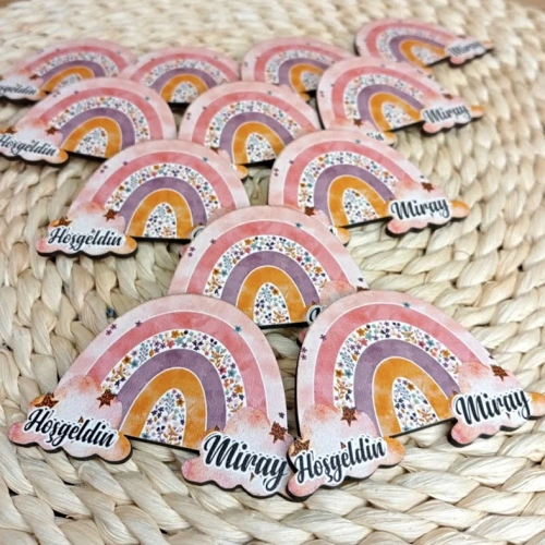 Baskıcı Amca Renkli Bulut Ahşap Magnet