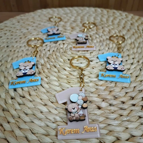 Baskıcı Amca Rakam  Boyamalı Anahtarlık