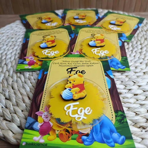 Baskıcı Amca Winnie Pooh Boyamalı  Kartlı Magnet