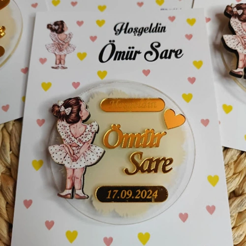 Baskıcı Amca Arkası Dönük Kız Boyamalı Kartlı Magnet