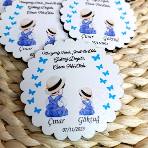 Baskıcı Amca  Erkek Bebek Temalı Ahşap Magnet