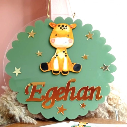 Baskıcı Amca Zürafa Desenli Kapı süsü