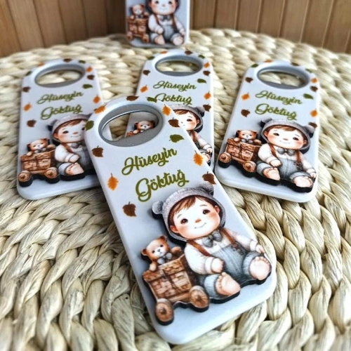 Bebek Temalı  Ahşap Kabartmalı Açacak Magnet