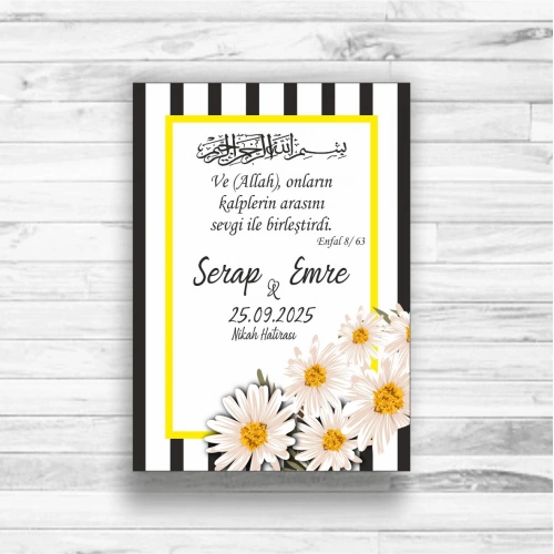 Papatya Desenli Ahşap Magnet