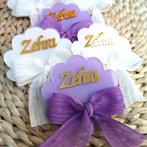 Beyaz & Mor İstridye Süslemeli Magnet