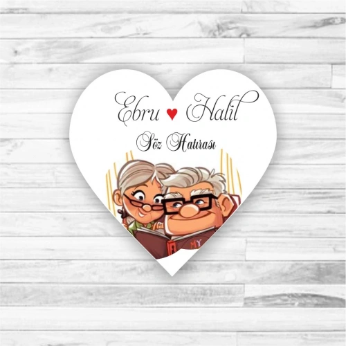 Kalp Up  Temalı Ahşap Magnet