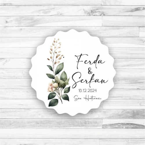 Zarif Yeşil Temalı Ahşap Magnet