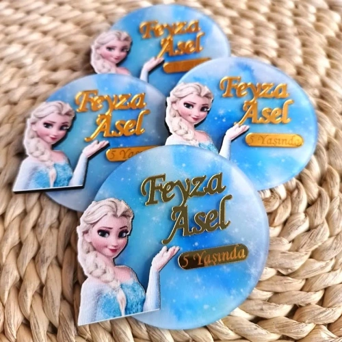 Elsa Temalı Boyamalı Magnet
