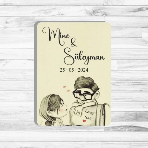 Up Çizim Temalı Ahşap Magnet