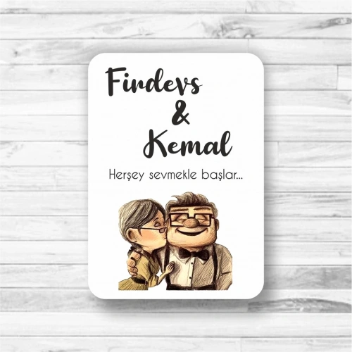 Up Temalı Ahşap Magnet