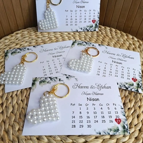 İncili Kalp Anahtarlık