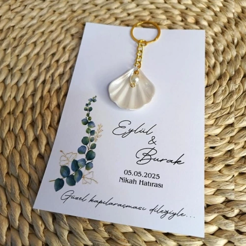 İstridye İncili Anahtarlık Kartlı