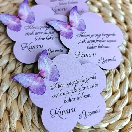 Kelebek Temalı Ahşap Magnet