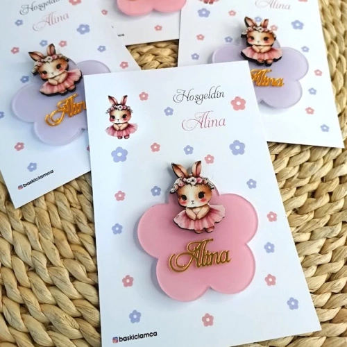 Sevimli Tavşan Temalı Boyamalı Magnet Kartlı