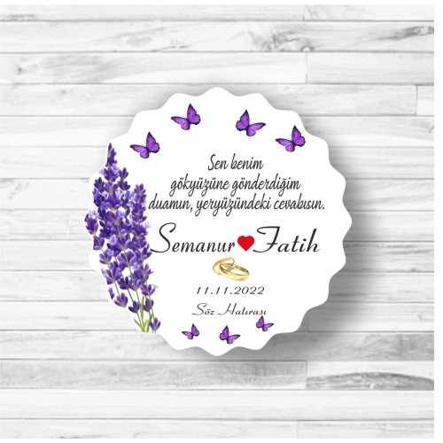 Lavanta Temalı Ahşap Magnet