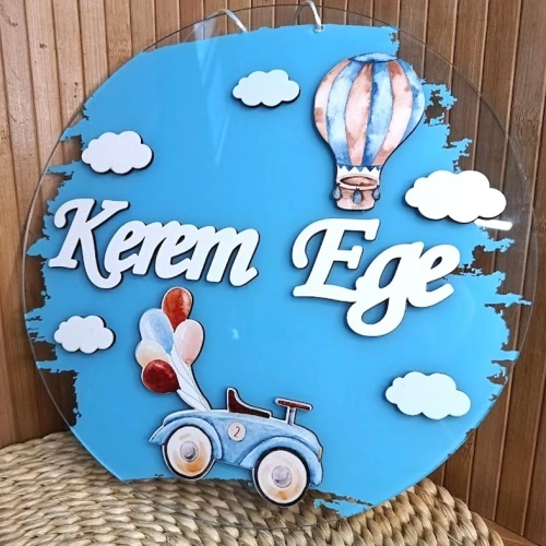 Araba Temalı Boyalı Kapı Süsü