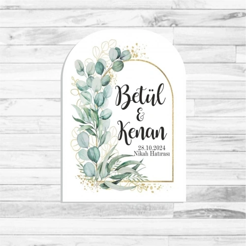 Lotus Yapraklı Temalı Ahşap Magnet