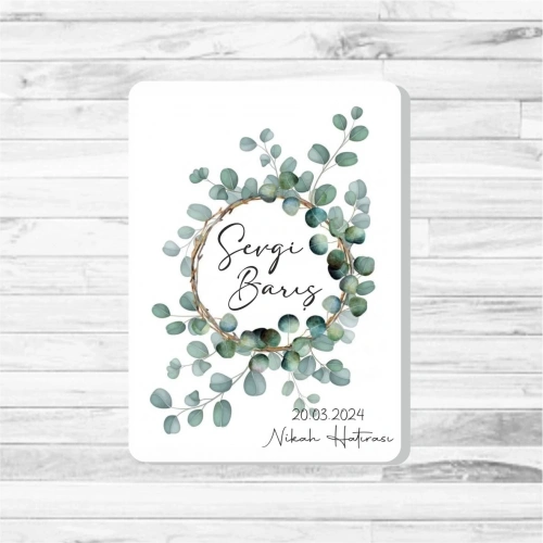 Lotus Yaprak Temalı Ahşap Magnet