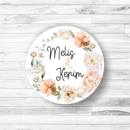 Renkli Çiçek Yuvarlak Ahşap Magnet