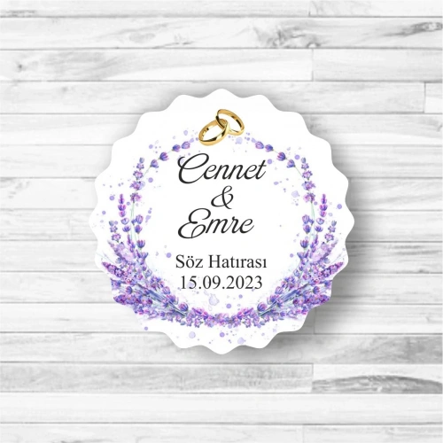 Lavanta Temalı Ahşap Magnet