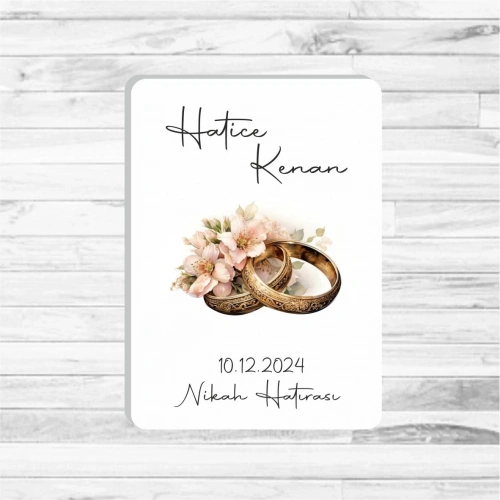 Alyans Tema Ahşap Magnet