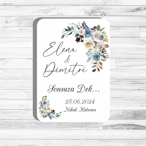 Soft Çiçek Temalı Ahşap Magnet