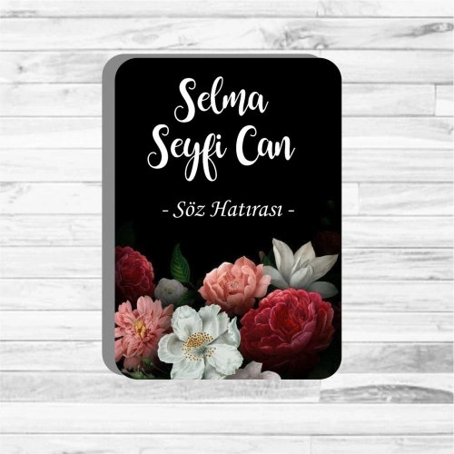 Renkli Gül Temalı Ahşap Magnet