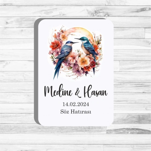 Kuş Tema Ahşap Magnet