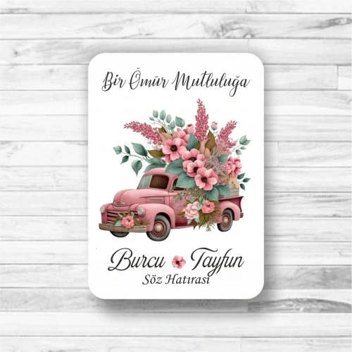 Arabalı Ahşap Magnet