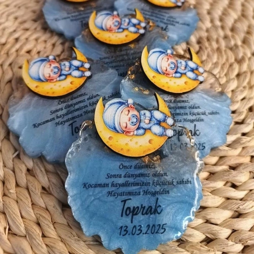 Bebek Temalı Mavi Epoksi Magnet