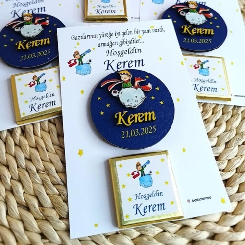 Ahşap Kabartmalı & Çikolatalı Ahşap Magnet