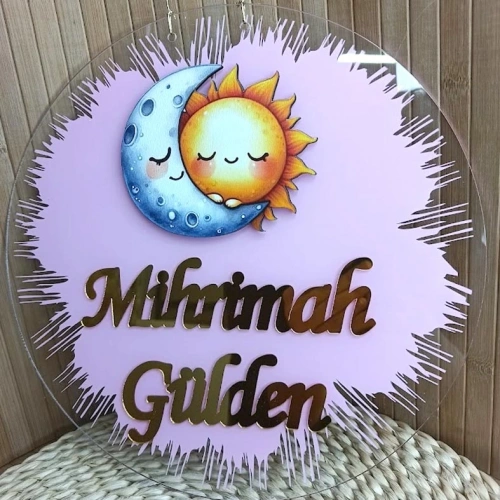 Güneş & Ay Boyamalı Kapı Süsü