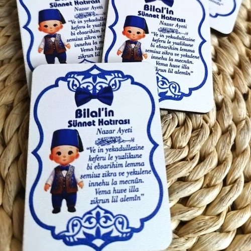 Mavi Sünent Temalı Ahşap MAgnet