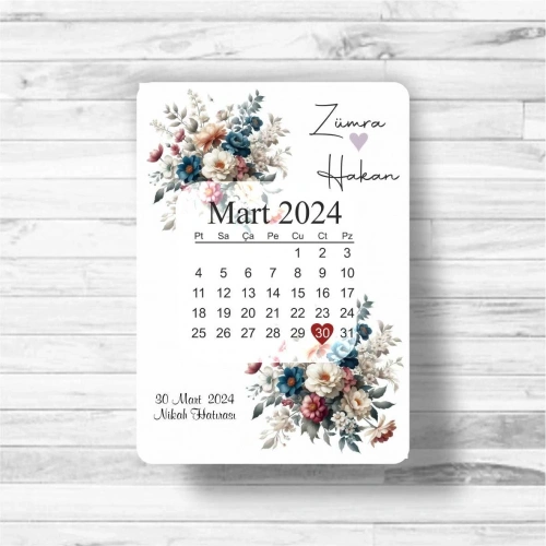 Takvim Temalı Ahşap Magnet