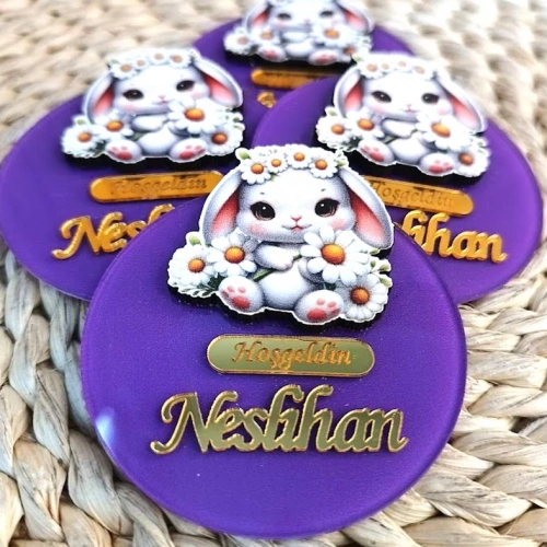 Sevimli Tavşan Boyalı Magnet