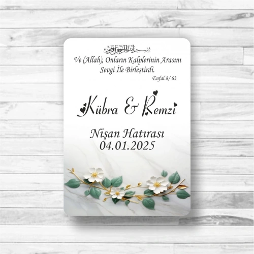 Gri Temalı Ahşap Magnet