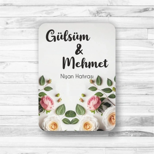 Gül Temalı Ahşap Magnet