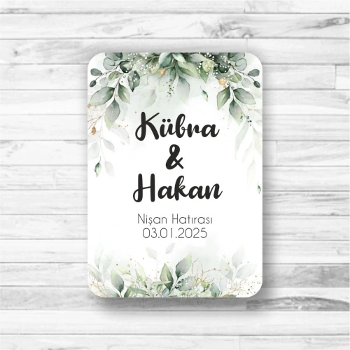 Yaprak Temalı Ahşap Magnet