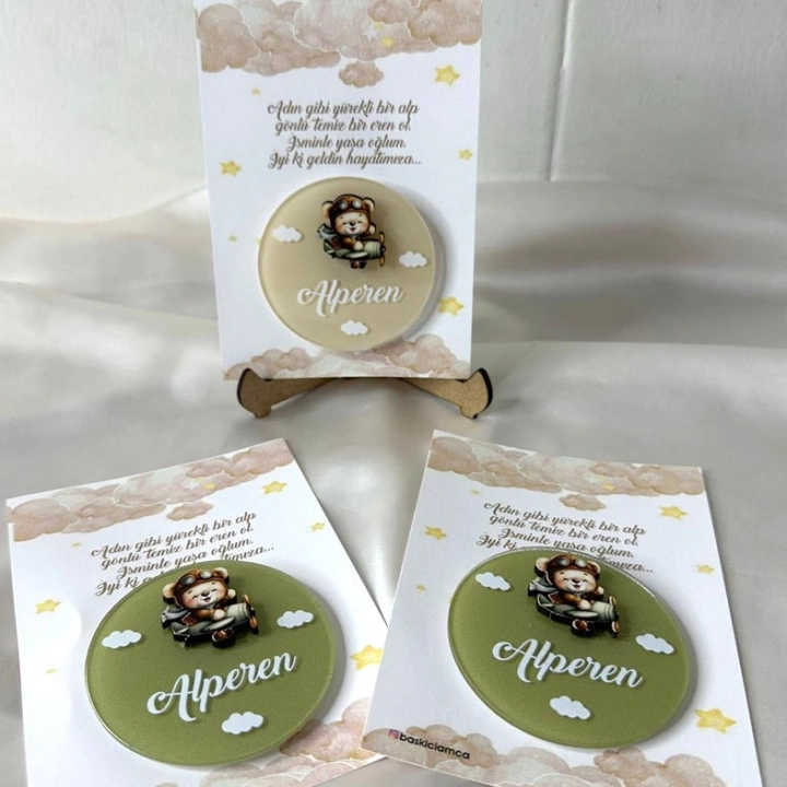 Ayıcıklı Kartlı Magnet
