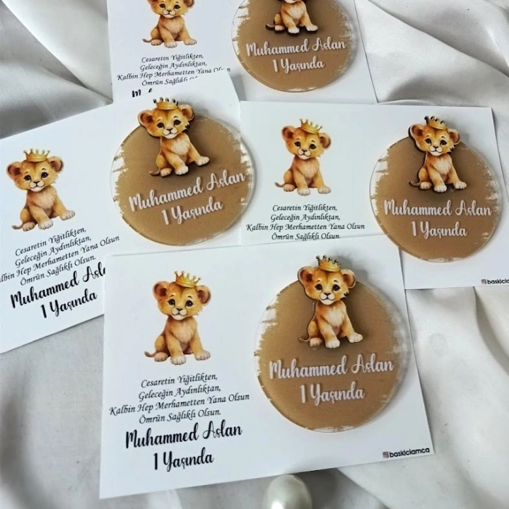 Kartlı Aslanlı Boyamalı Magnet