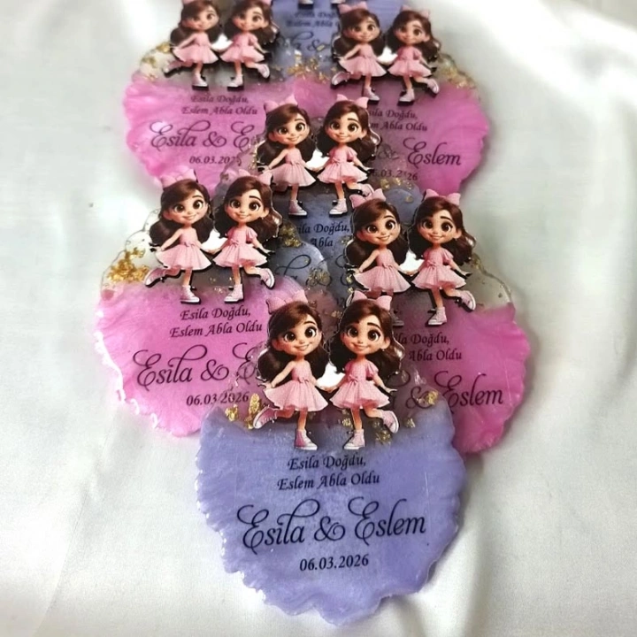 Epoksi İkiz Bebek Magnet