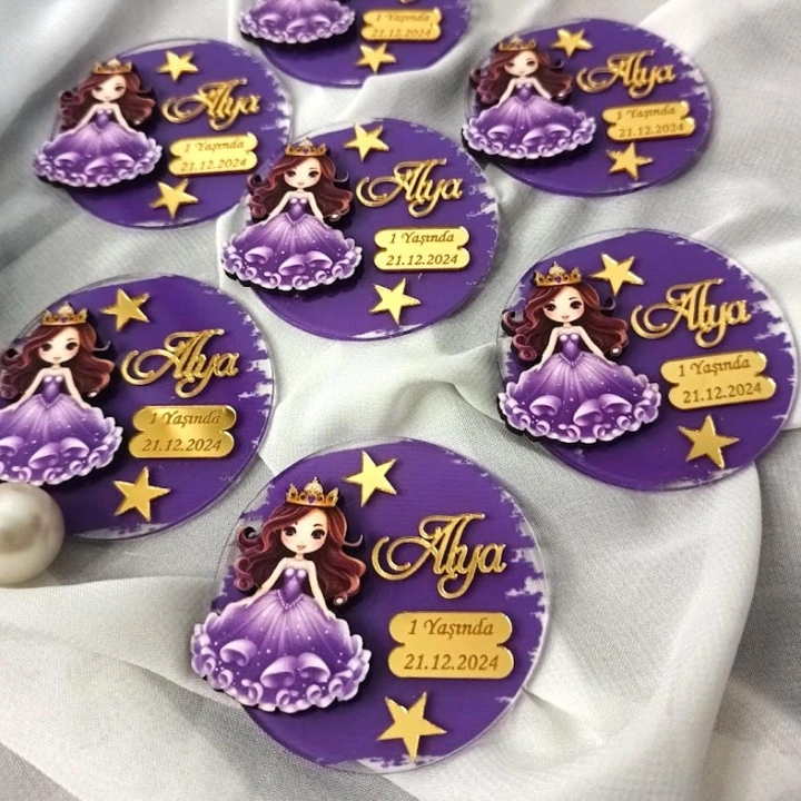 Mor Prenses Boyamalı Magnet