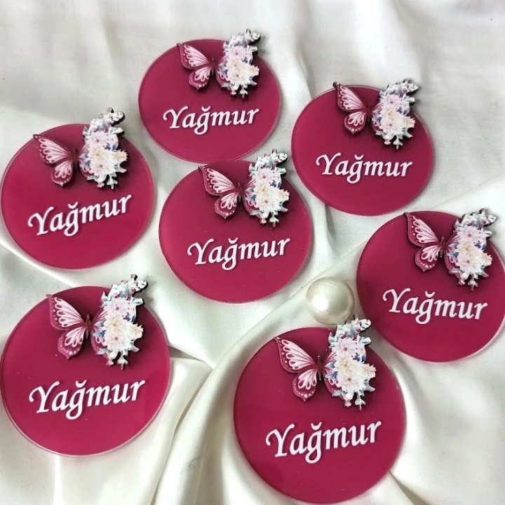 Çiçekli Kelebek Temalı Boyamalı Magnet