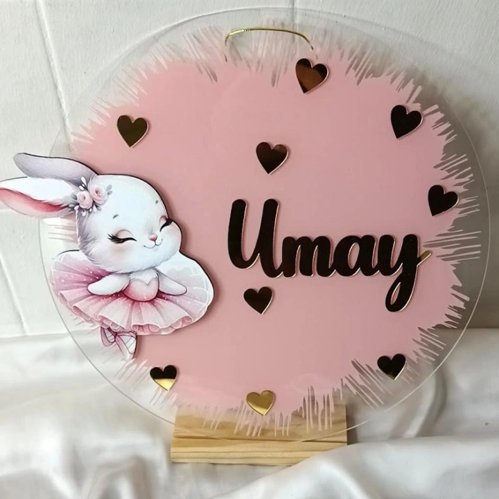 Tavşan Boyamalı Kapı Süsü