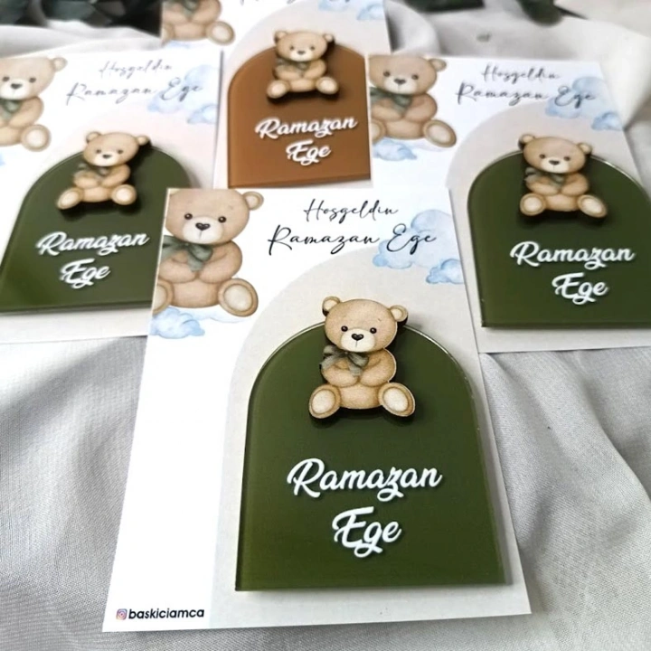 Ayıcık Temalı  Boyamalı Kartlı Magnet