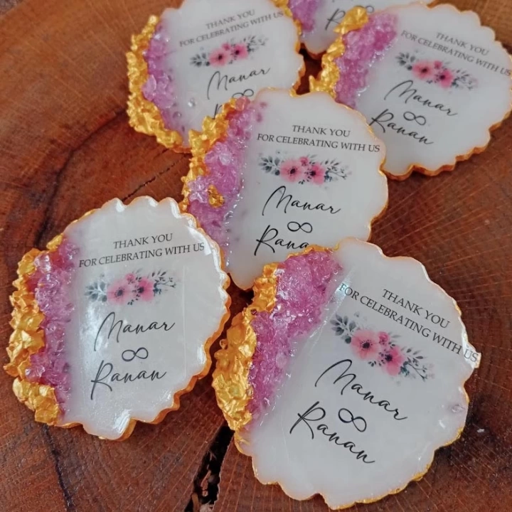 Baskıcı Amca  Pembe & Gold Epoksili Magnet
